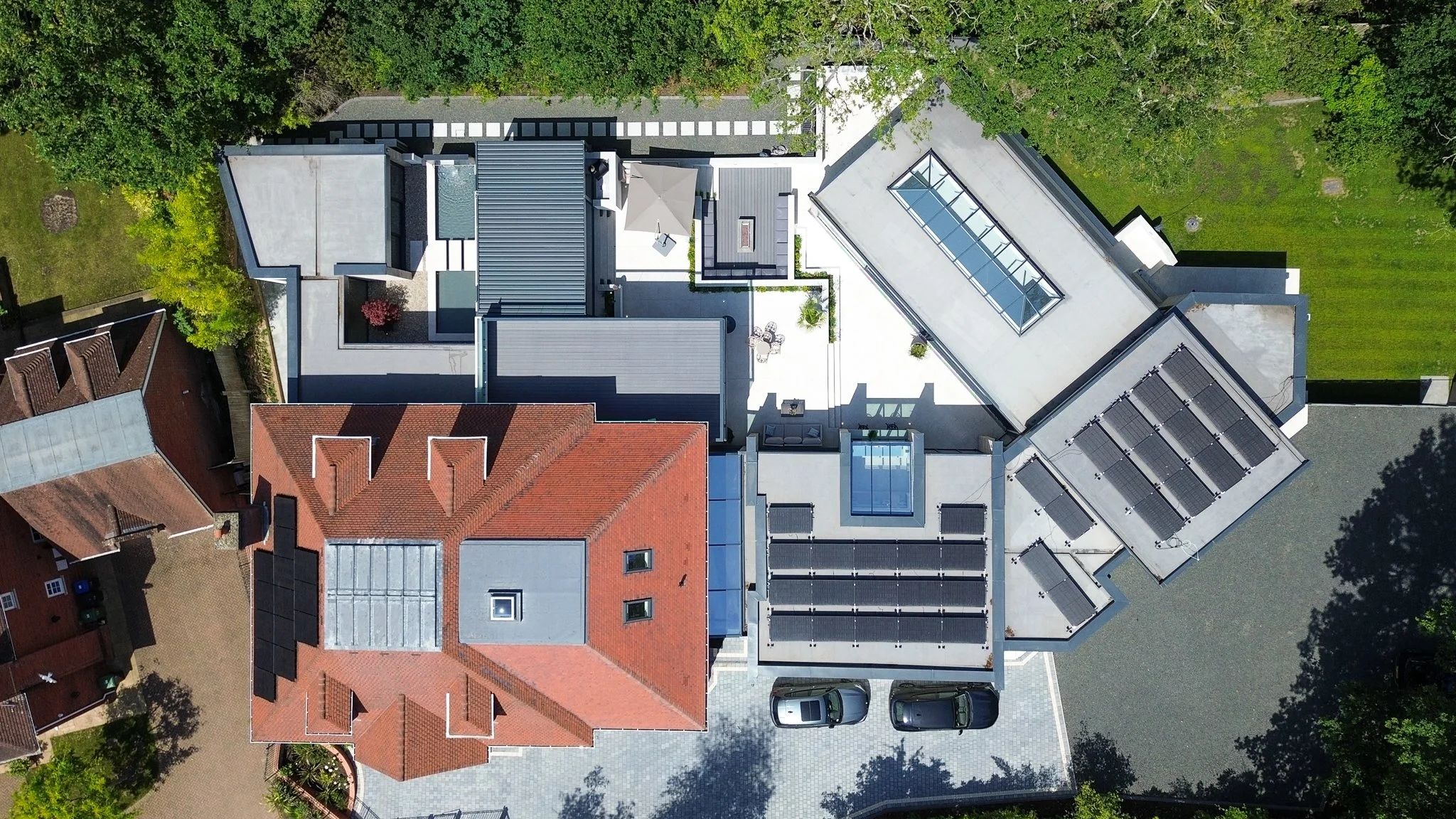 aerial drone shot of a large house in kingston
