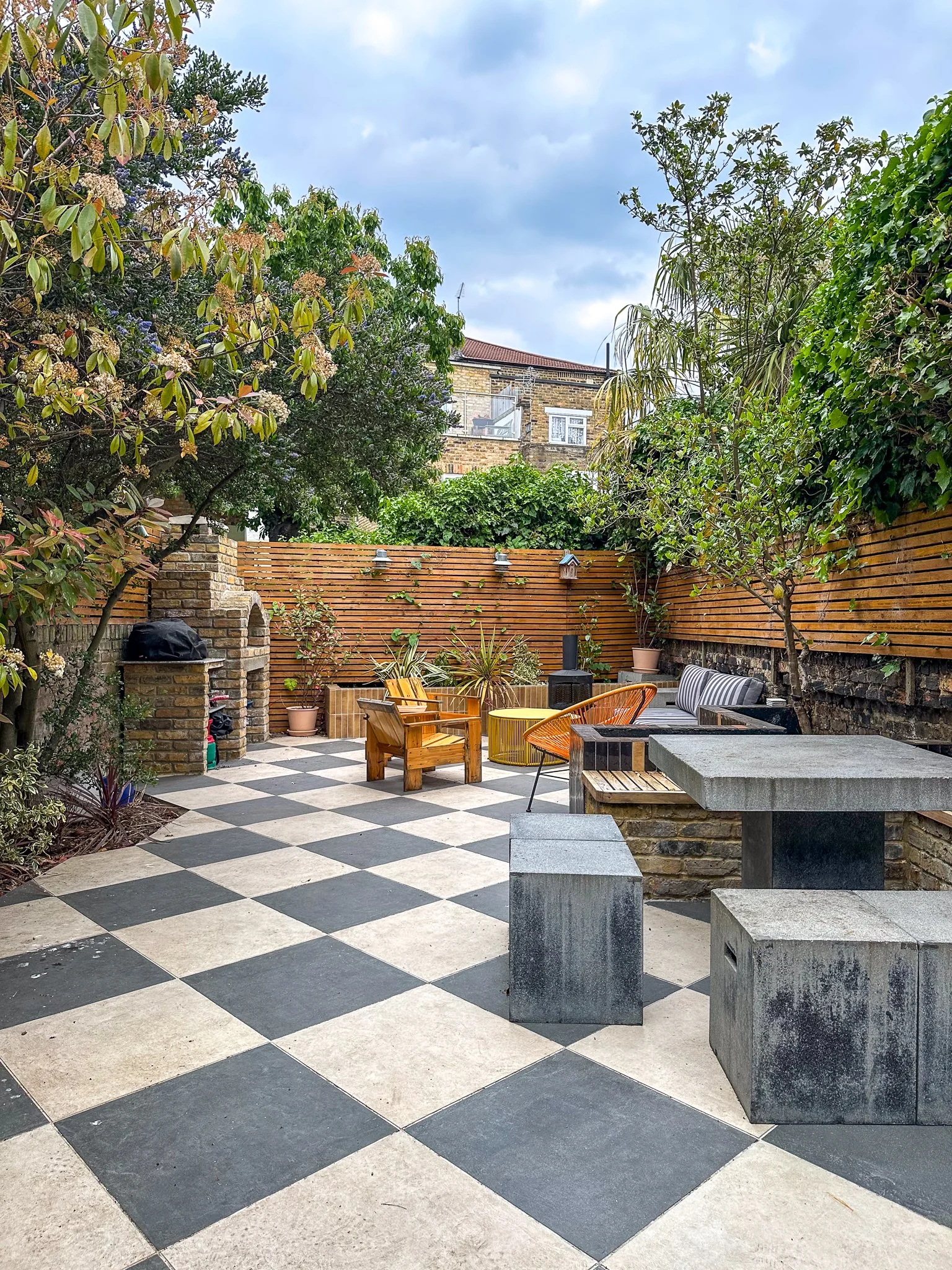 Hackney Home View of the Rear Garden With Floor Tiles