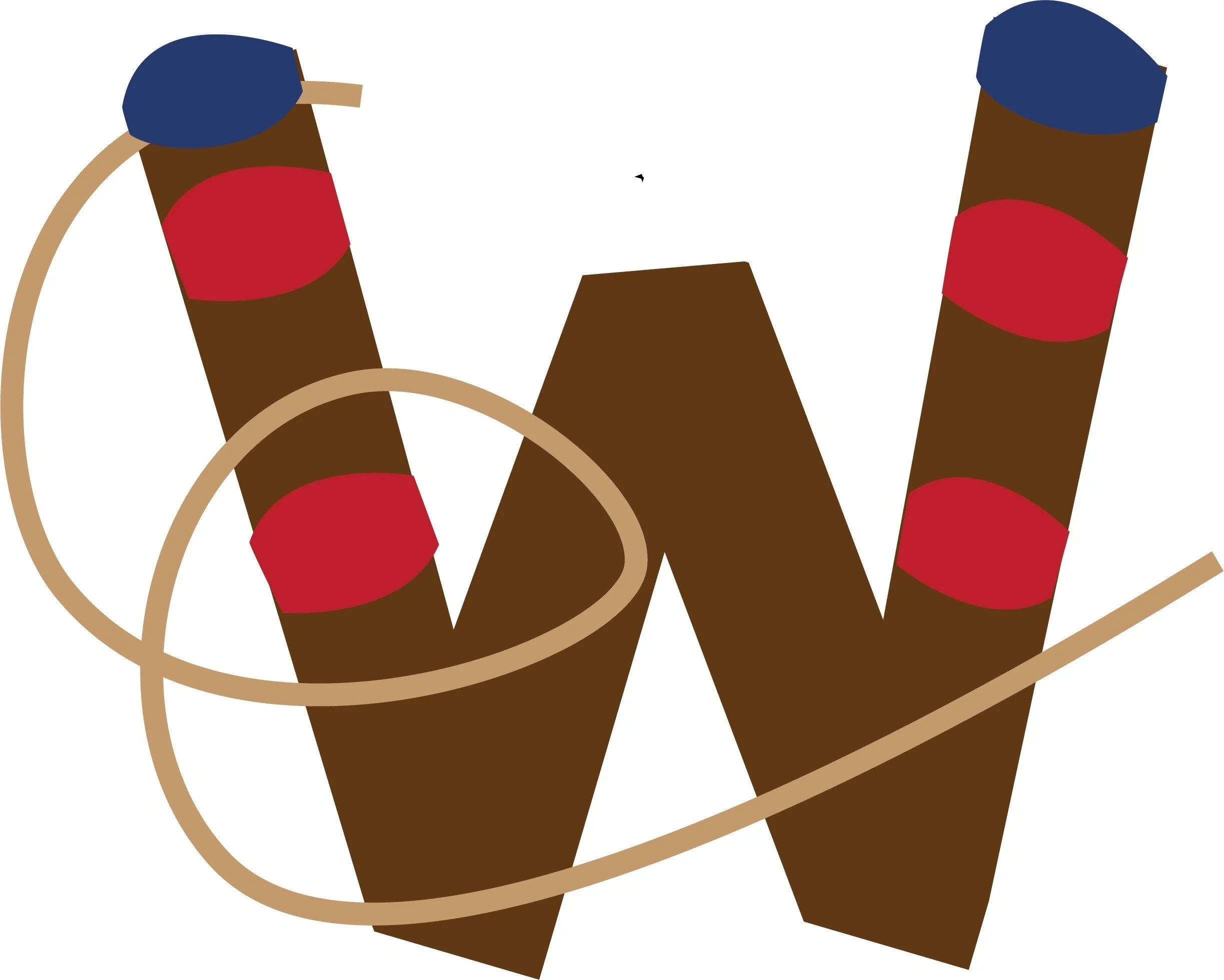 Old style w for a design that represents a whimsical barbershop