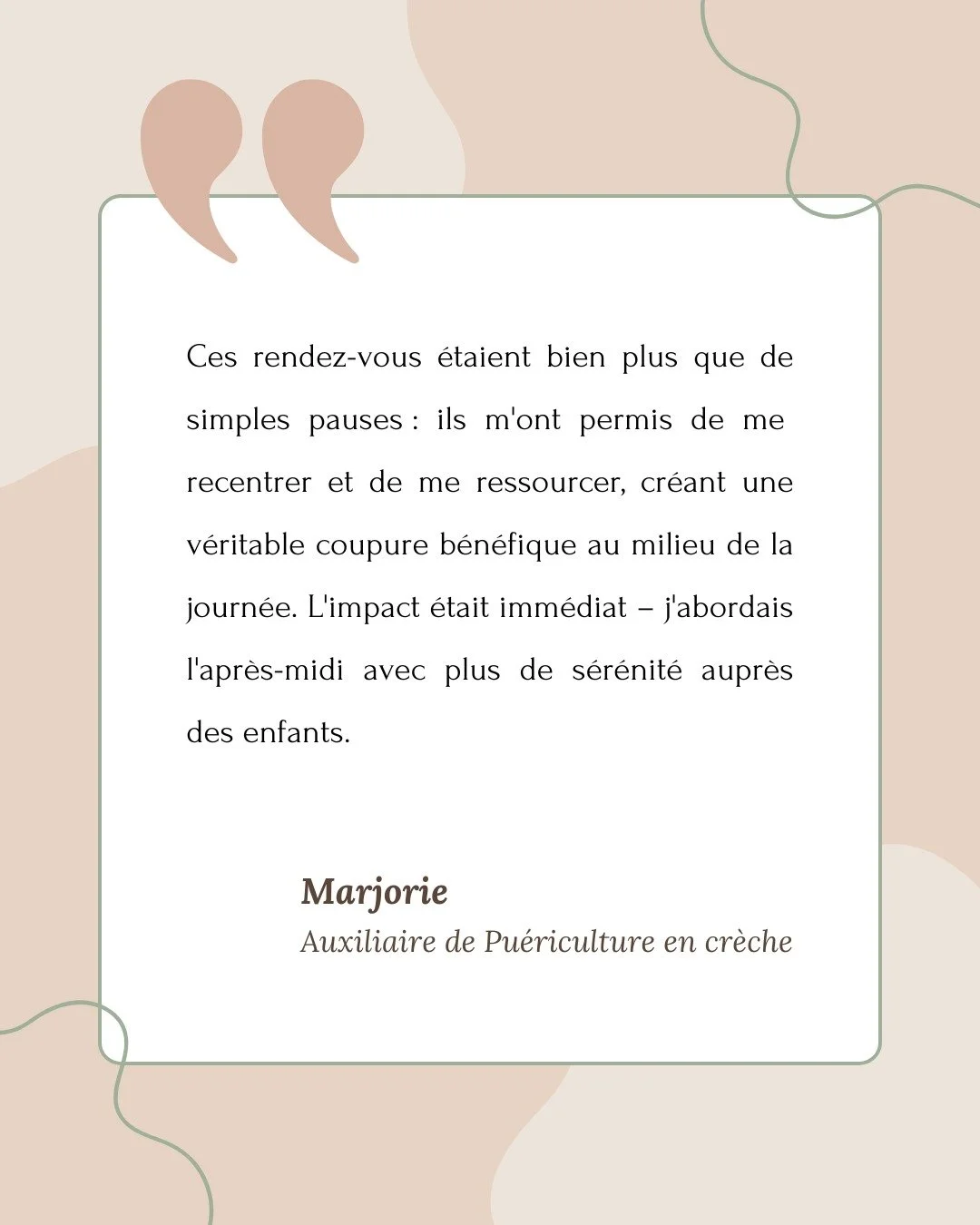 Un an de s&eacute;ances de relaxation avec Aurore : mon retour d'exp&eacute;rience

Auxiliaire de pu&eacute;riculture, j'ai eu la chance de participer aux s&eacute;ances d'Aurore pendant un an. Je voulais partager ce que &ccedil;a m'a vraiment apport