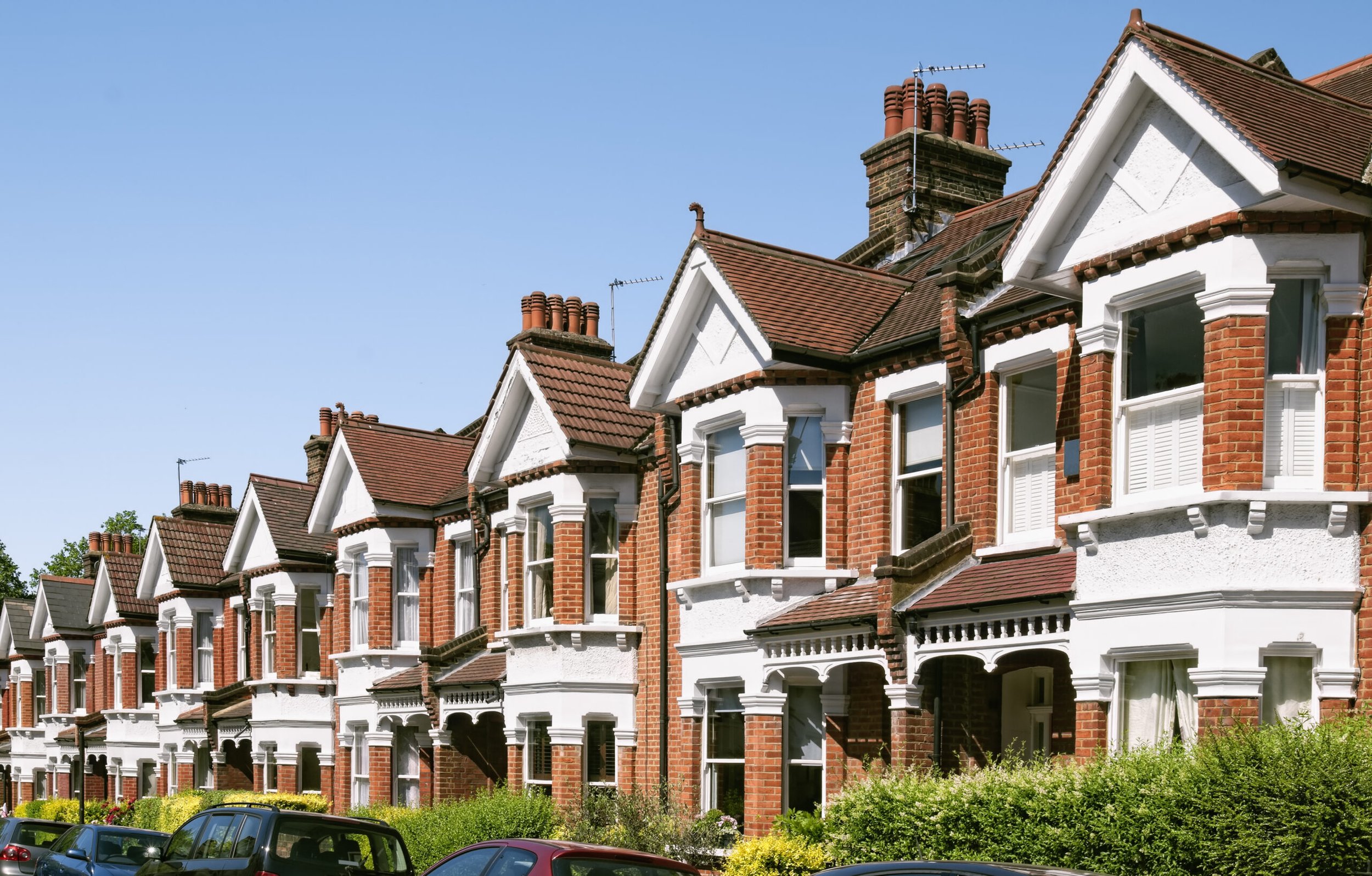 Row of red-brick Edwardian terraced houses in the UK, a typical buy-to-let investment property