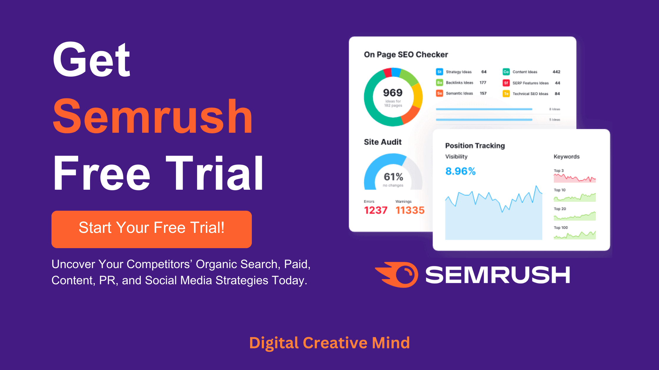 Semrush free trial for best ai tool for digital marketing