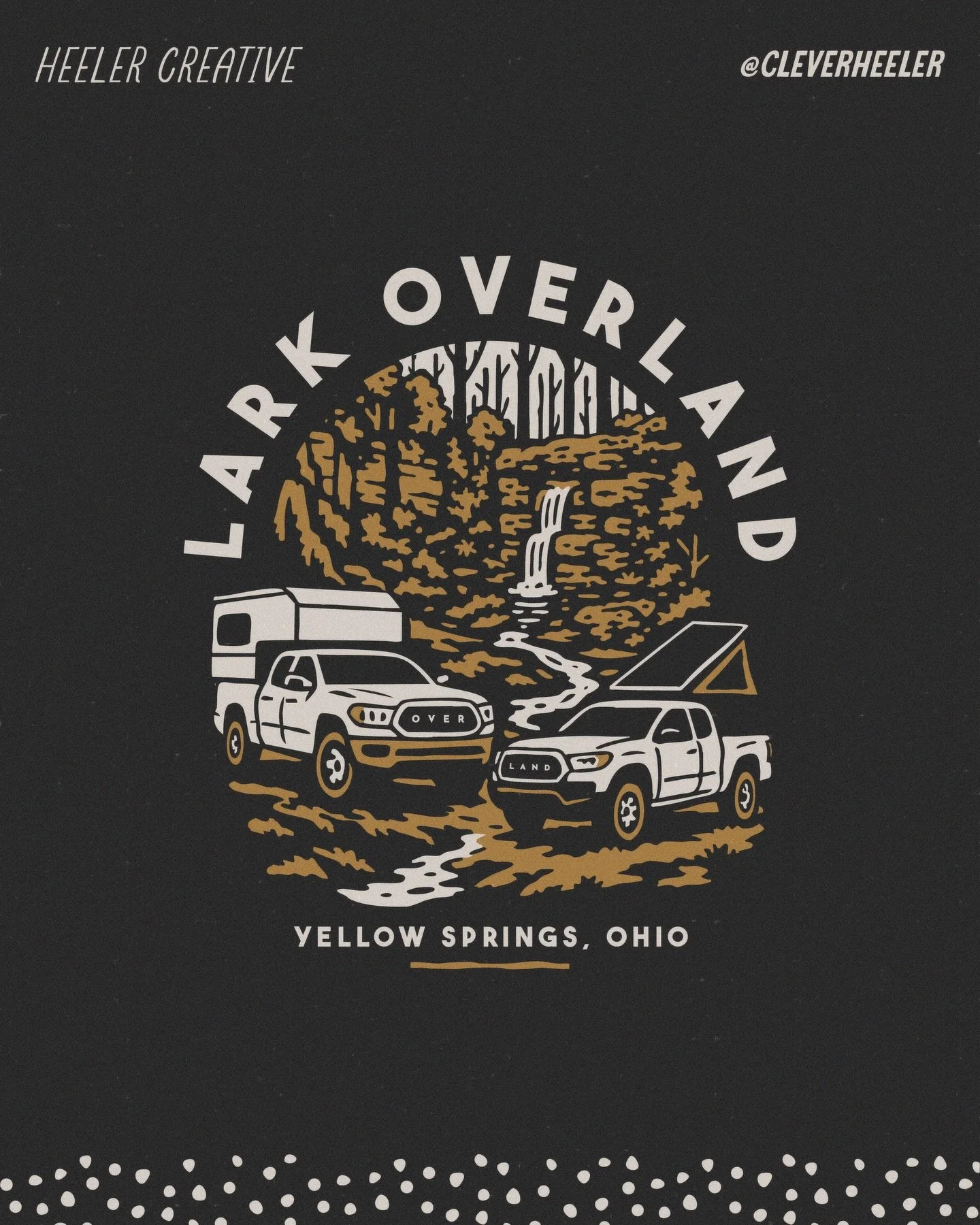 Lark Overland outfits and customizes overland campers rooted in community and the outdoors.

The objective was simple: connect Lark to Yellow Springs through one cohesive, wearable design.

We developed a concept featuring two overland camper setups,