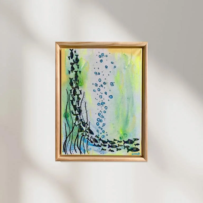 School of Fish - abstraktes Acrylbild auf Leinwand