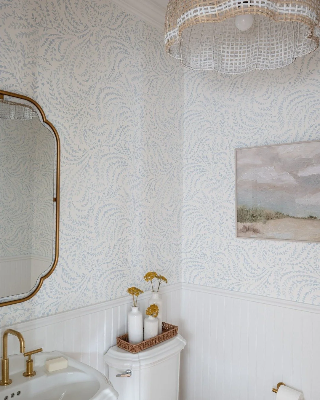 We&rsquo;ve never met a bathroom that didn&rsquo;t deserve beautiful wallpaper. 

Take a peek into the powder room at our #MuskettLn project. Soft blues, brass details, and beadboard brought just the right amount of charm to this petite space. 
 
Pho