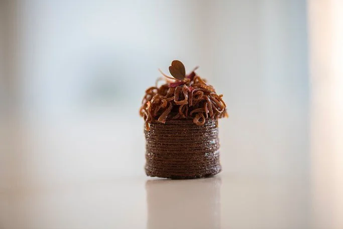 Celebrating the wealth of chocolate @chocolateacademynyc. Sharing our thoughts and approaches. Thanks @nicollnotter and @chocolateacademynyc for having us! Combined fleur de cao 70%, cacao pulp and pink peppercorn, all wrapped with croissant dough an