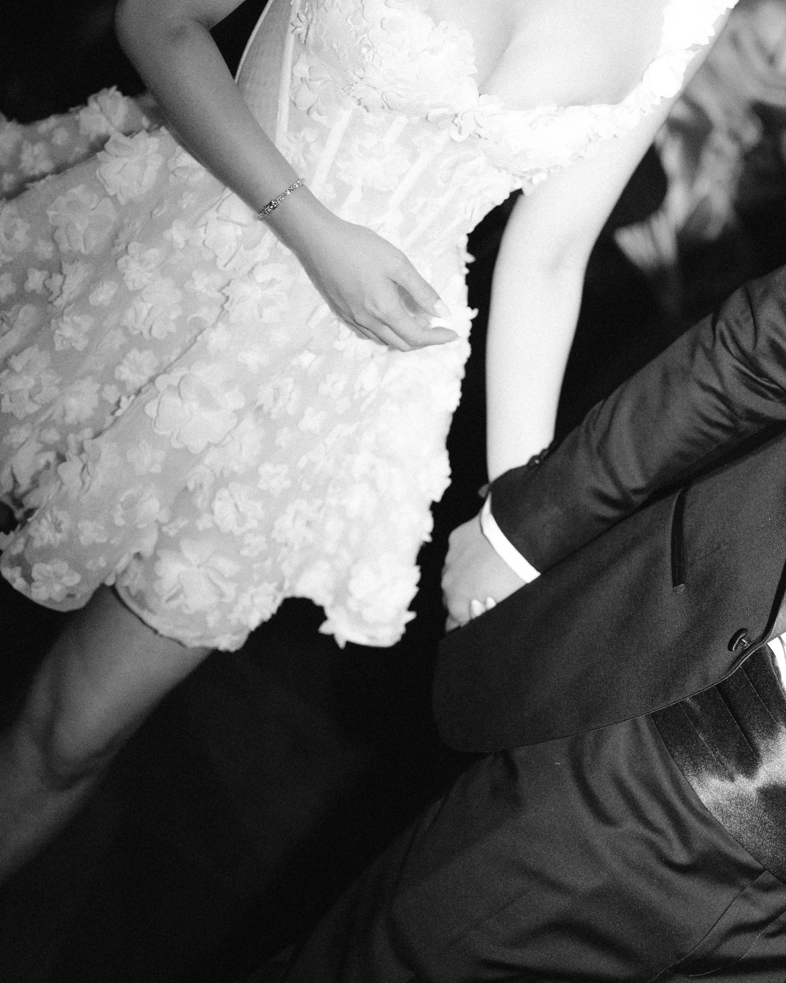Bride and groom holding hands at wedding in Amsterdam