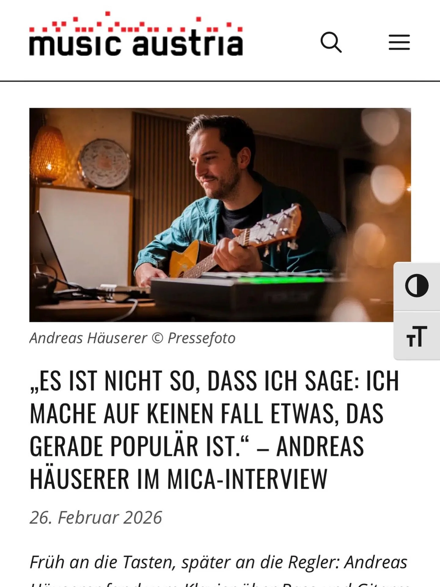 Ich durfte mit der @musicaustria ein wenig &uuml;ber meine Arbeit als Produzent plaudern - vielen Dank f&uuml;r das Interview!