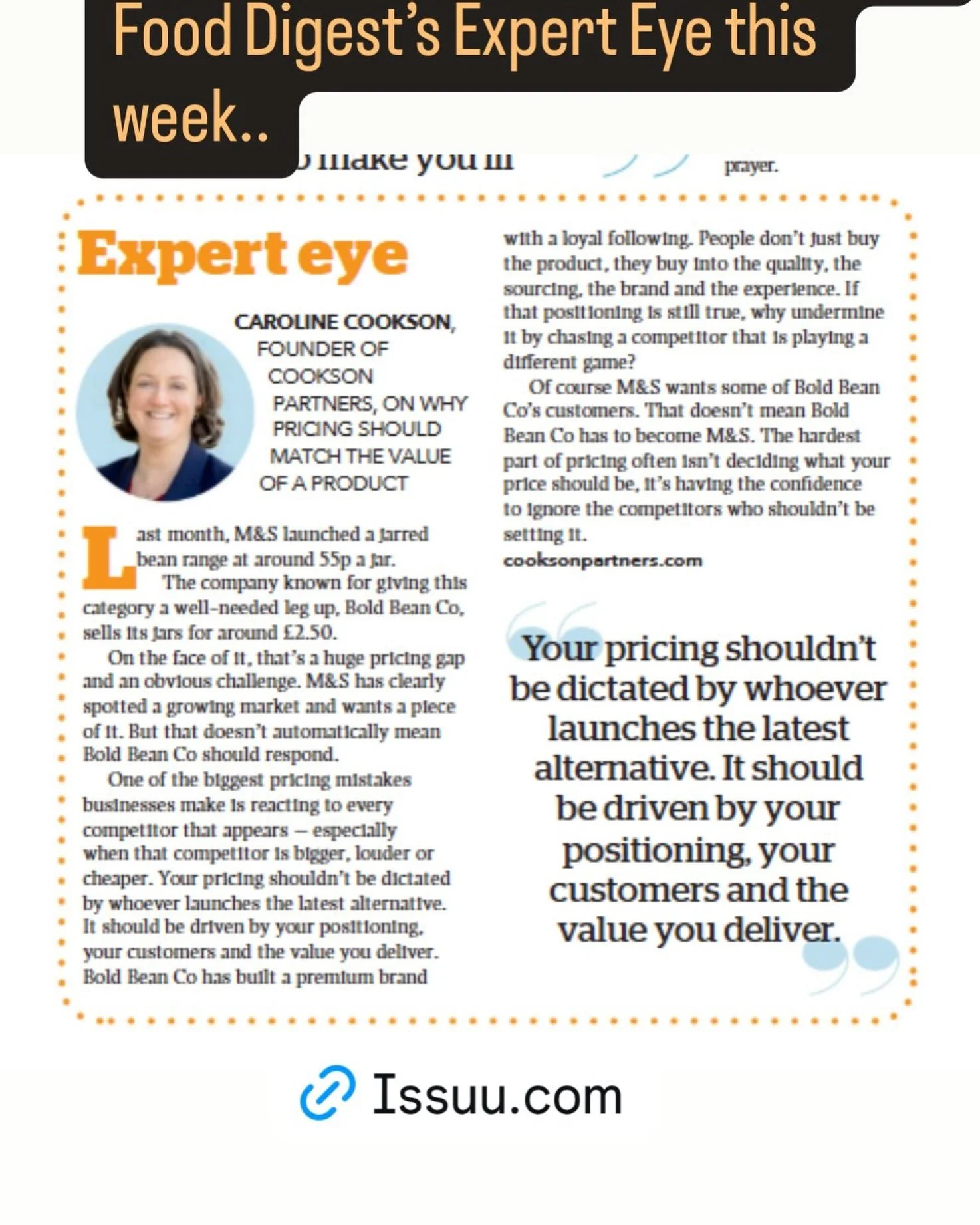 Happy to be featured as this week's Expert Eye for @finefooddigest, talking about one of my favourite subjects:- Bold Beans and their pricing.