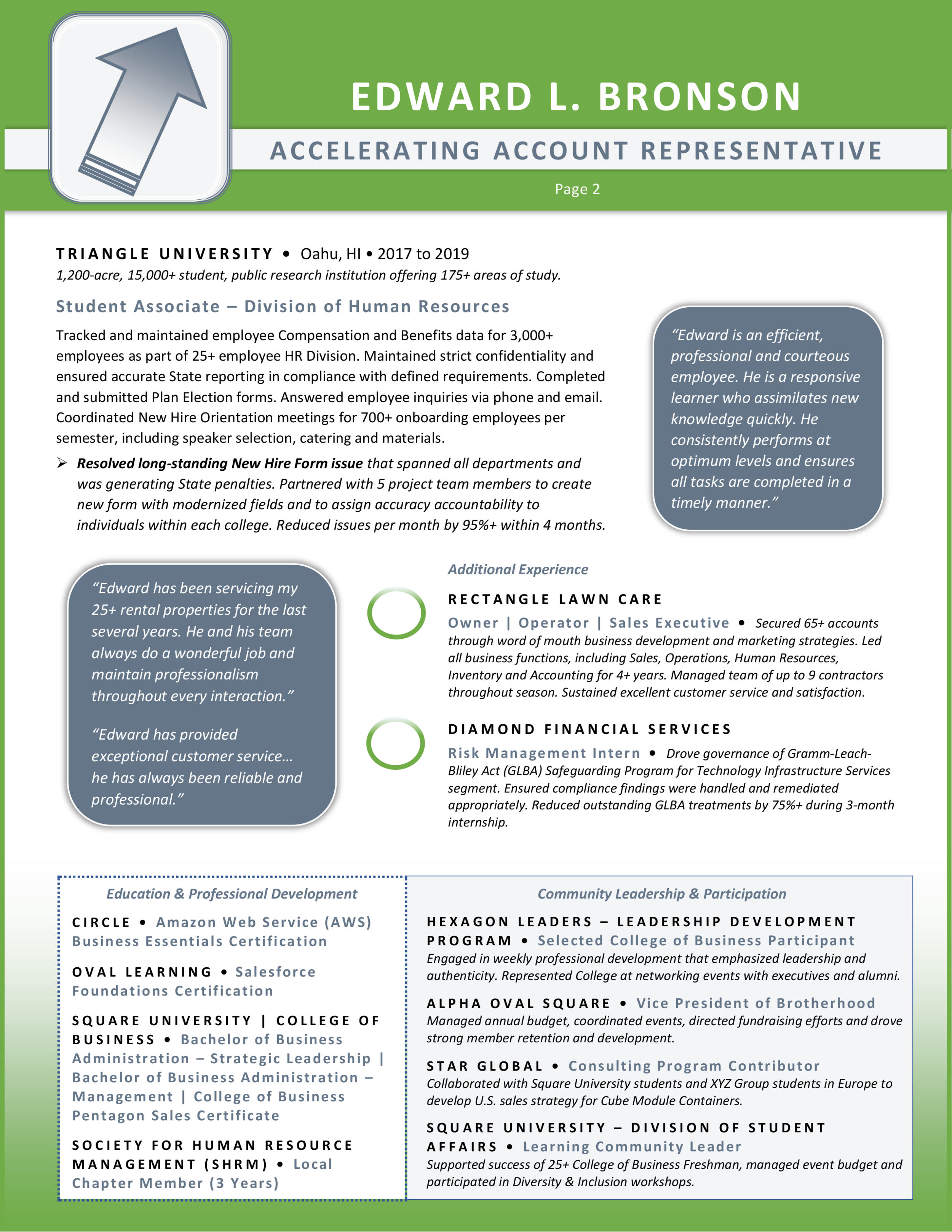 Resume Template by MyPro - Core Values - Apple Green - Sample - Page 2.png