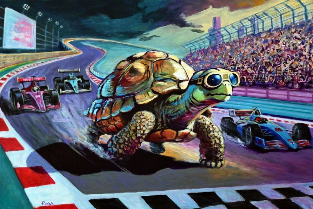 The Legend of the Flying Mantuan, Acrylic on canvas 80x120 cm, 2026 ■