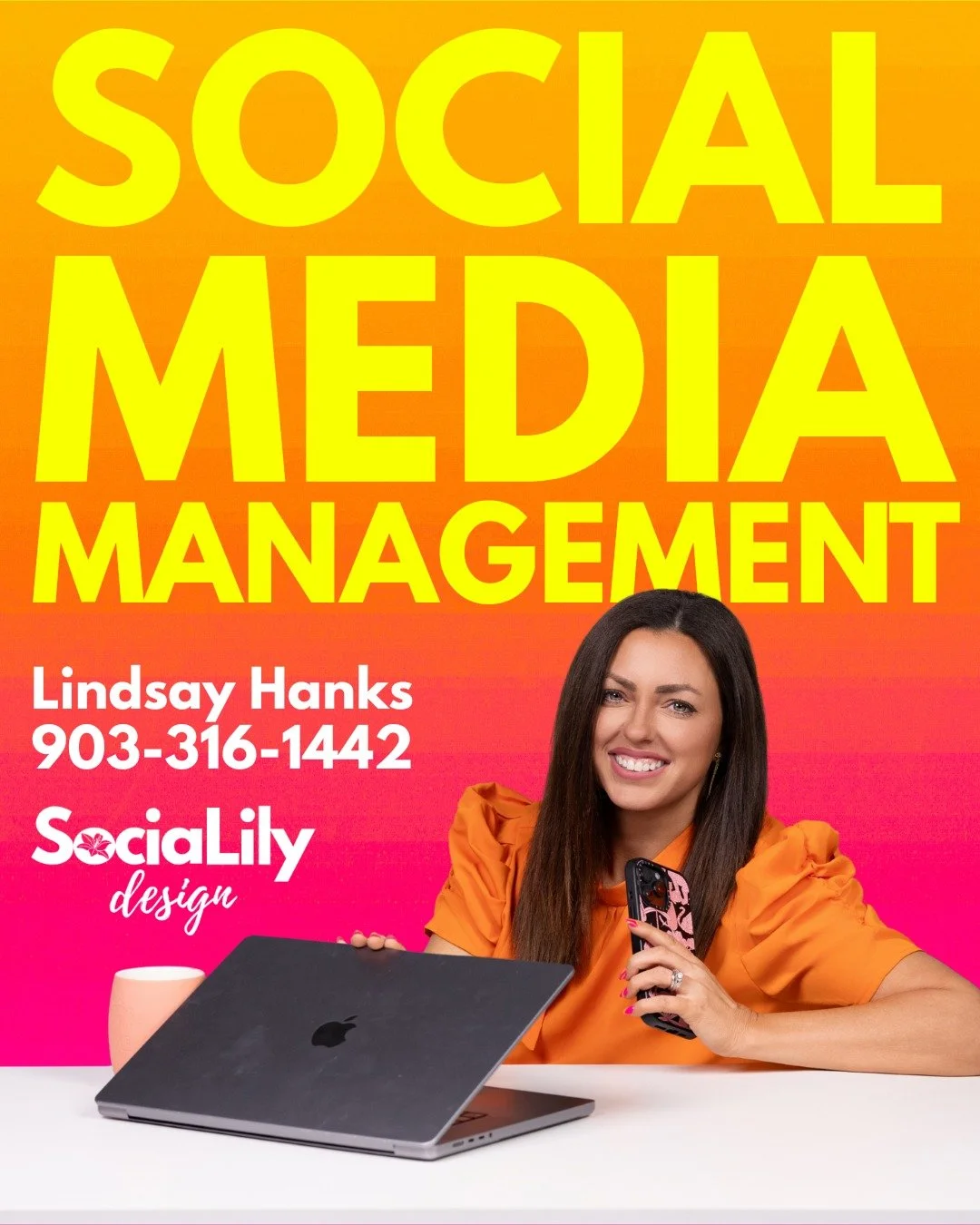 Hi, I'm Lindsay Hanks. 👋

After working in social media marketing for 10 years, in 2023 I started SociaLily Design with the primary goal of helping small businesses in East Texas grow and thrive on social media. I'm from East Texas, and this is wher