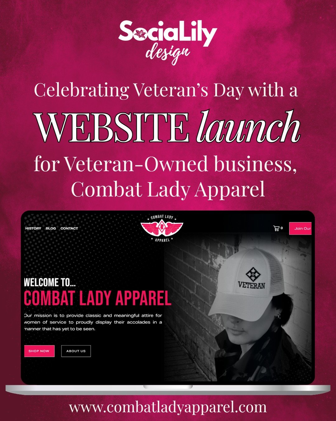 We are so excited to showcase the new website for @combatladyapparel! Combat Lady Apparel is a Veteran-owned and woman-owned business who sells apparel for women of service. Ashley Rokosz is the owner, and she has been absolutely incredible to work w