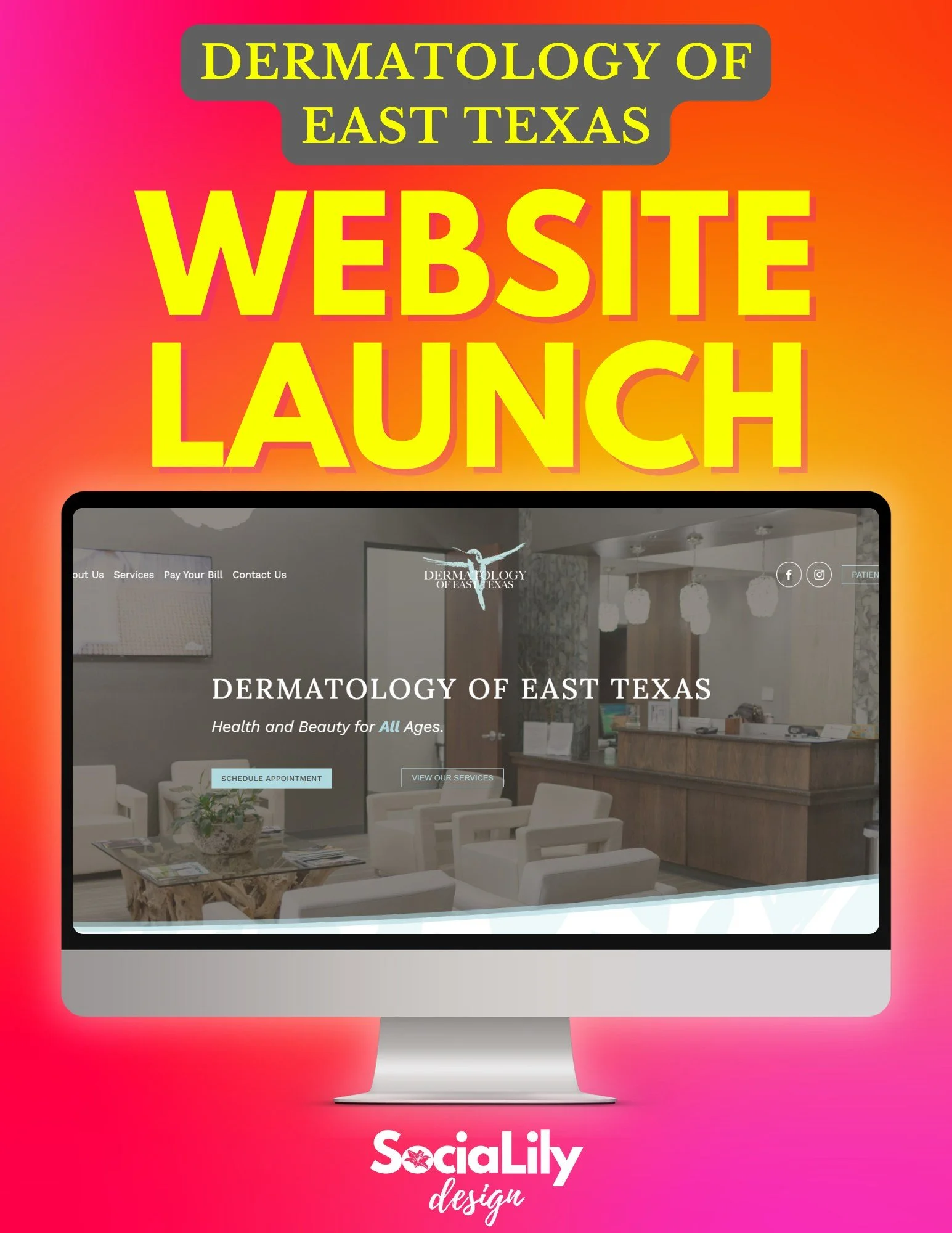 Thank you to Dermatology of East Texas for trusting SociaLily Design to build your website! 

Check out their new website and learn more about Dermatology of East Texas at www.dermatologyofeasttexas.com