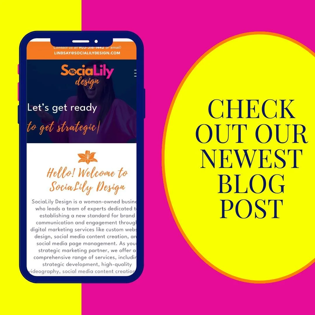 Check out our newest blog post below! SociaLily Design loves being able to offer custom website design and social media content creation for businesses in Tyler and Longview! 

Looking for a digital presence? We would love to help you! 

https://www.