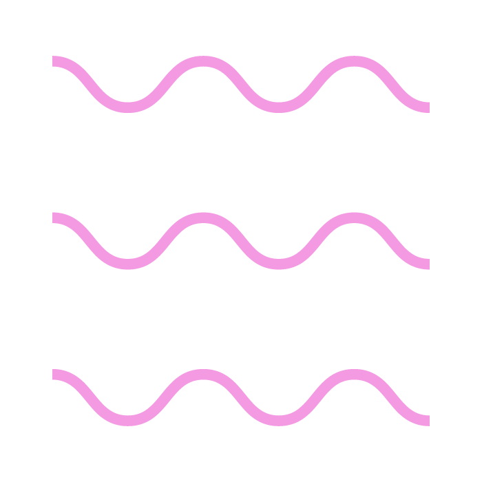 Pink icon with three waves stacked on top of each other.