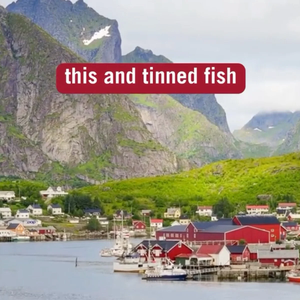A Scandinavian scene with "this and tinned fish" text overlaying it.