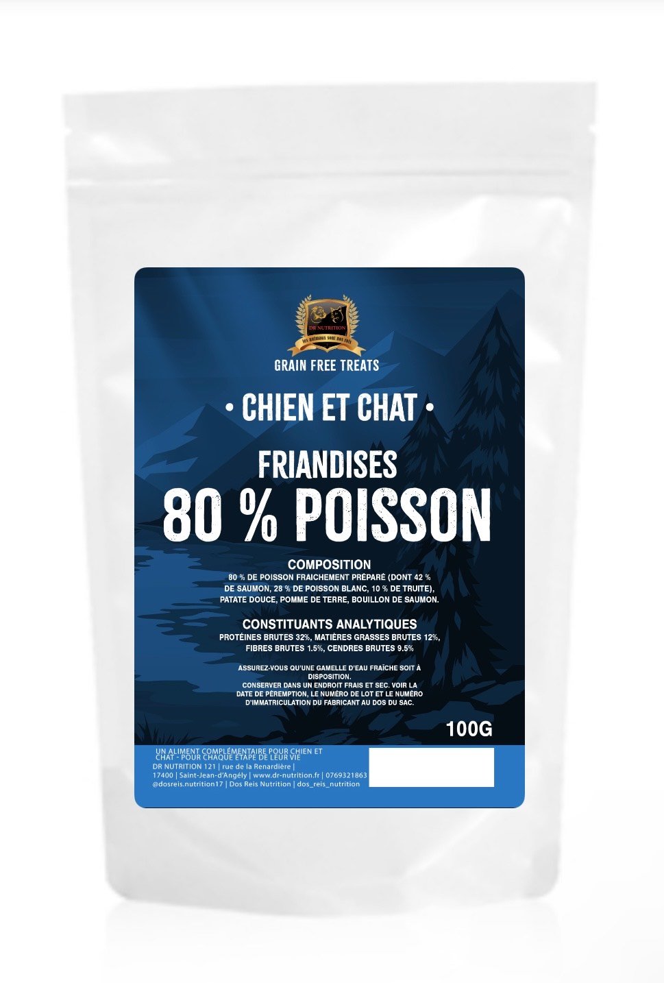Friandises sans céréales 80% poisson 5x100g (TGF)