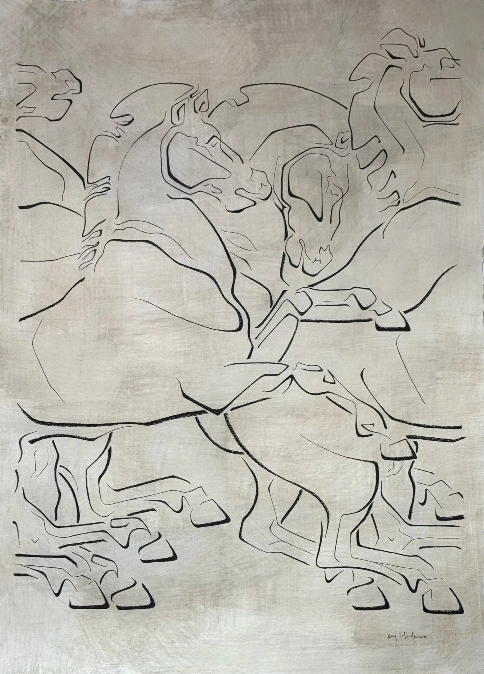 'Greek Gait II'
charcoal on hand washed paper
26"x36"