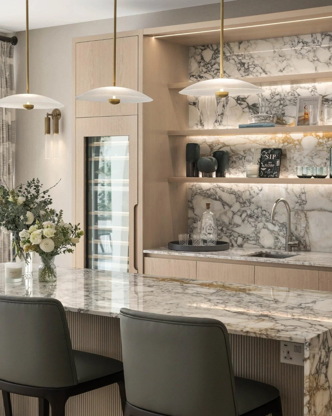 Great design takes time - and it should. 

Every layer in this bar I designed for a beautiful property in Wilton Crescent. From veined Calacatta Monet marble to warm timber and brass accents - each aspect tells a story of considered detail and timele