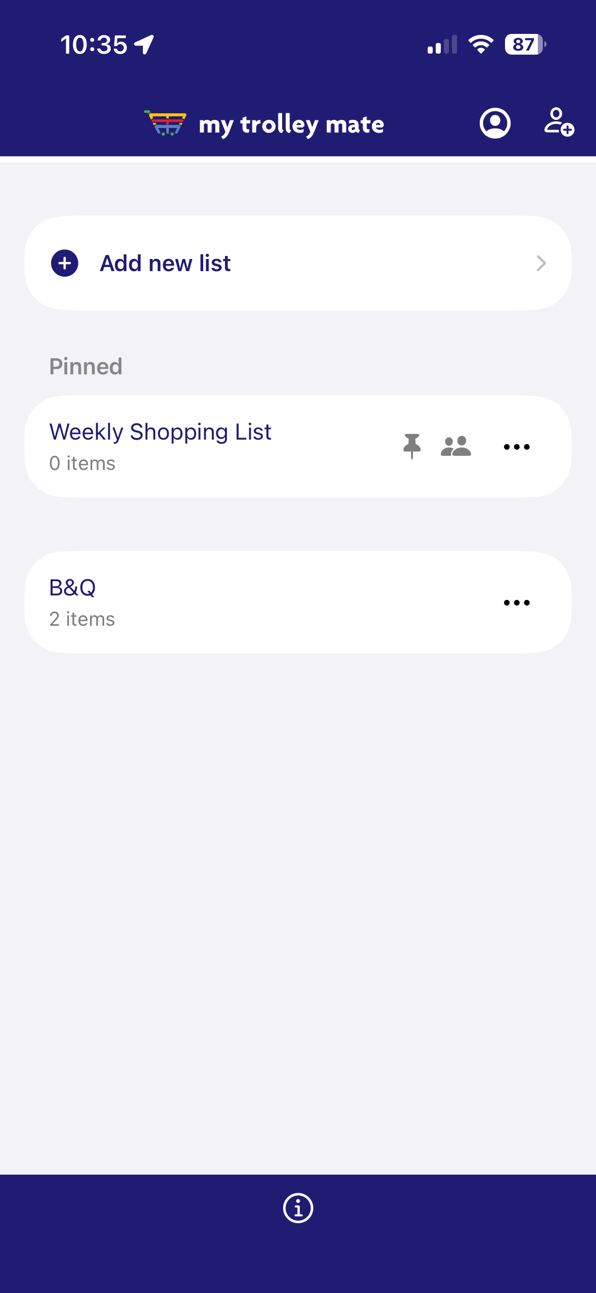 Using the person icon sign in to the app
