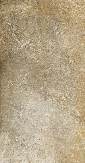 Close-up of a beige and tan tiled floor with a natural stone appearance.