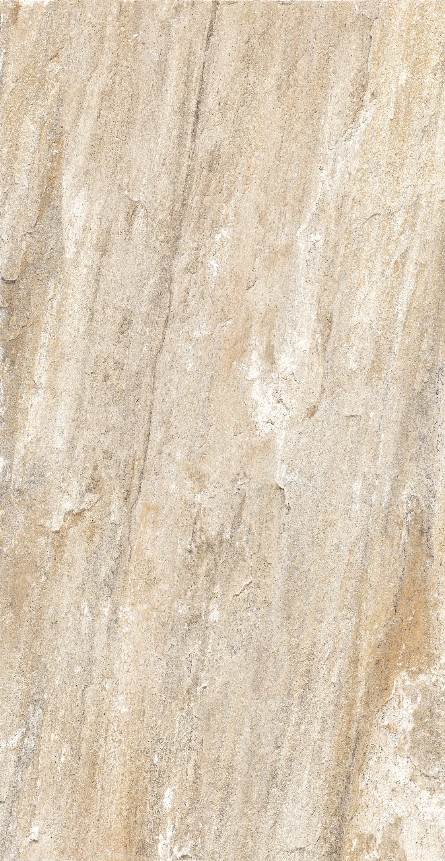Beige stone tile flooring with a natural, textured appearance.