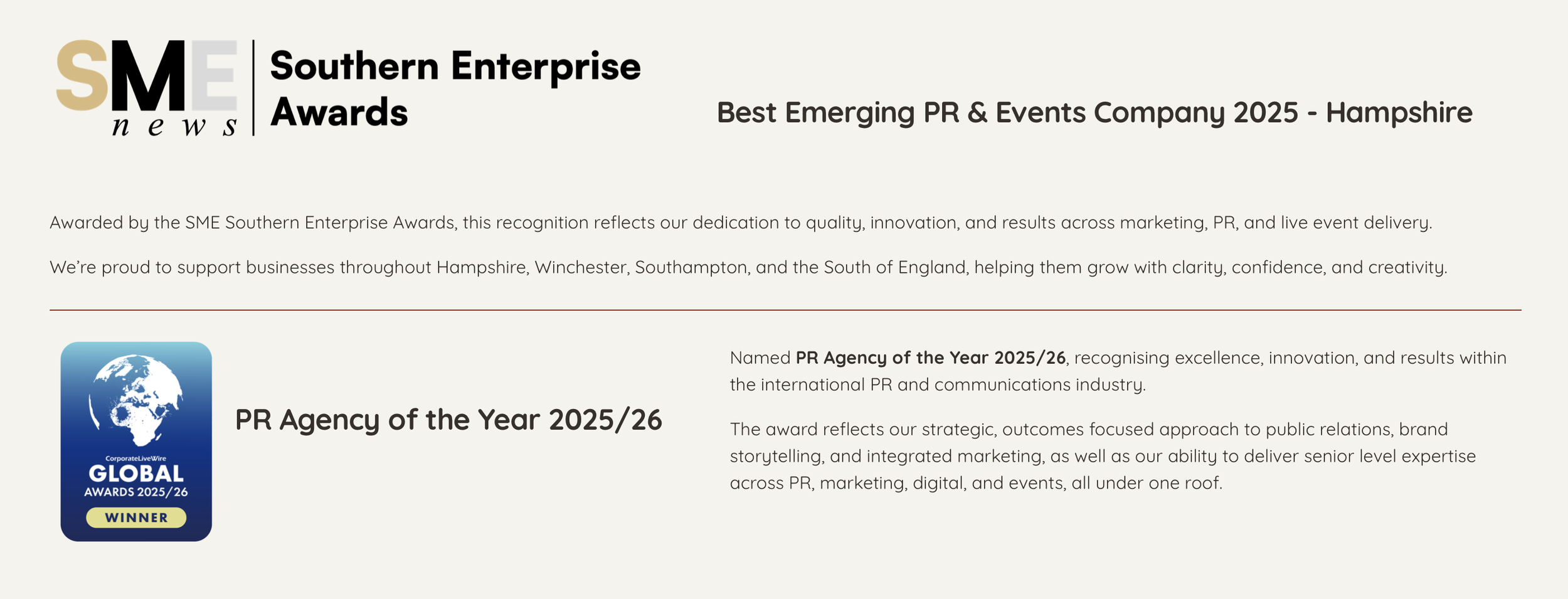 Award winning PR and Marketing Agency