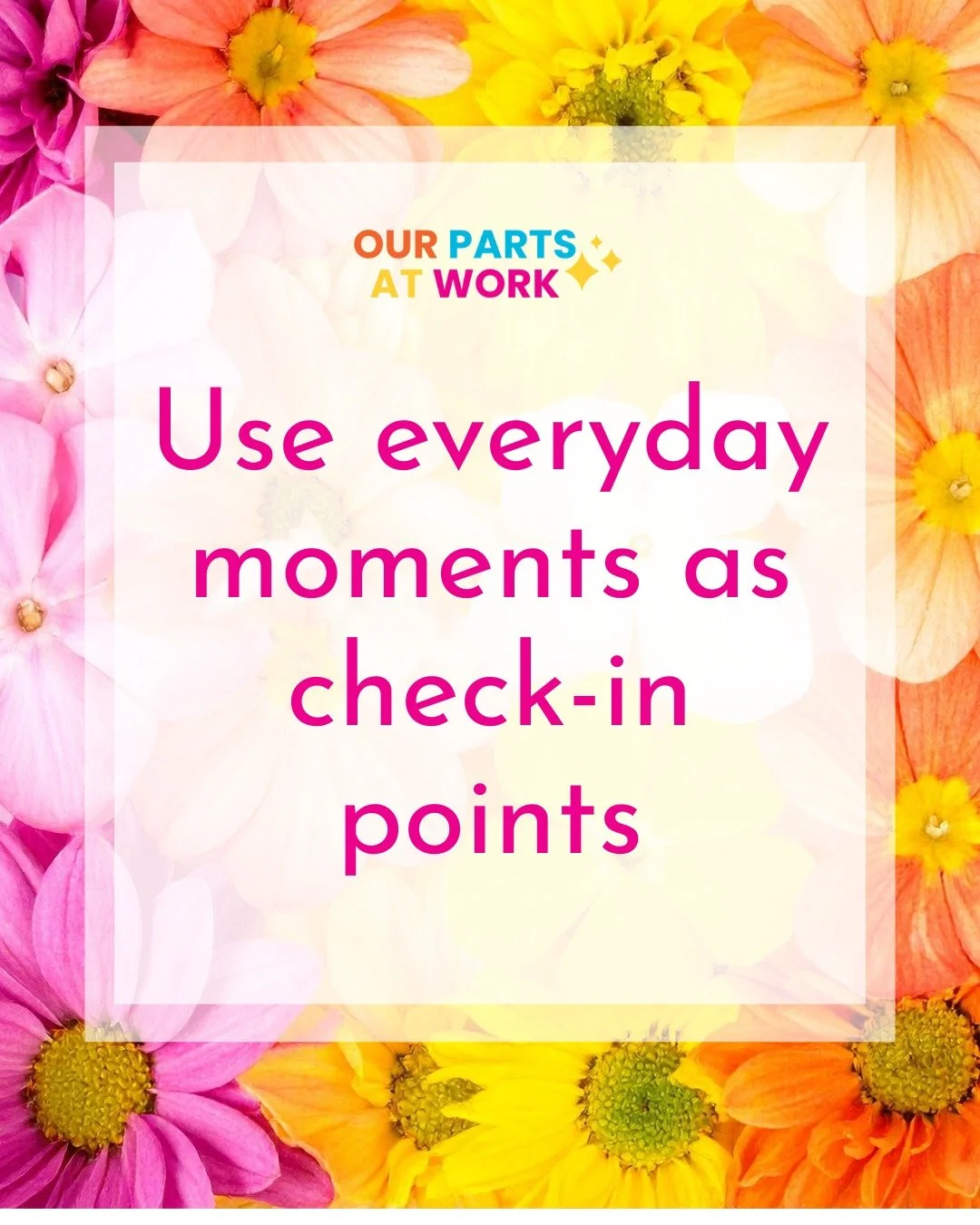 Our Parts At Work Tip: 

IFS doesn&rsquo;t have to be a whole event. I check in with my parts while making tea or waiting for my browser to load (again). Little micro-moments build big awareness. That&rsquo;s literally why I made the DIY Toolkit&mdas