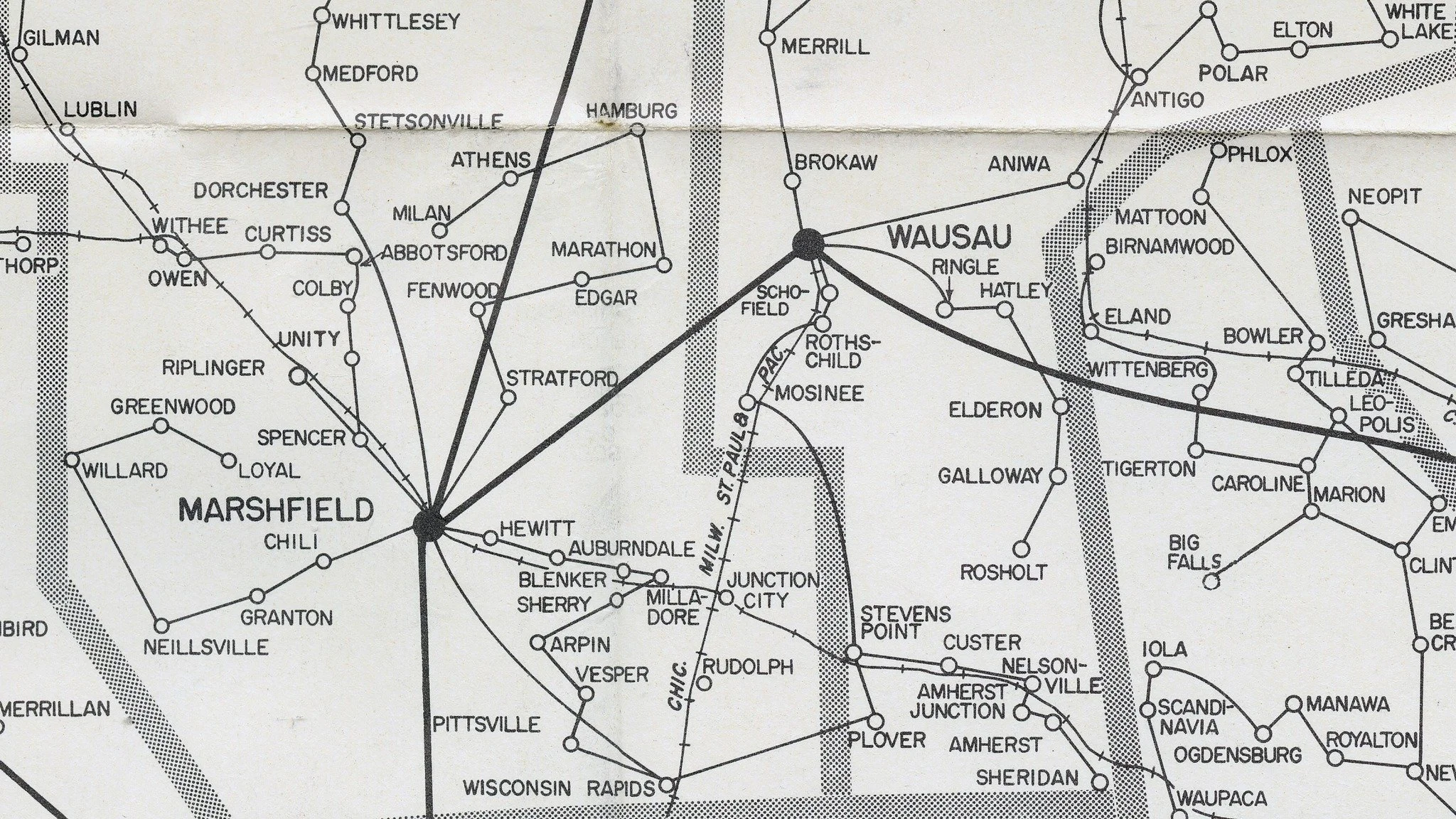 Week three of March MAPness. This might be the toughest map to figure out, so good luck! We'll even start by telling you that this map was dated 1961. Like the map from last week, this map is a zoomed in part of a larger Wisconsin state map. But the 