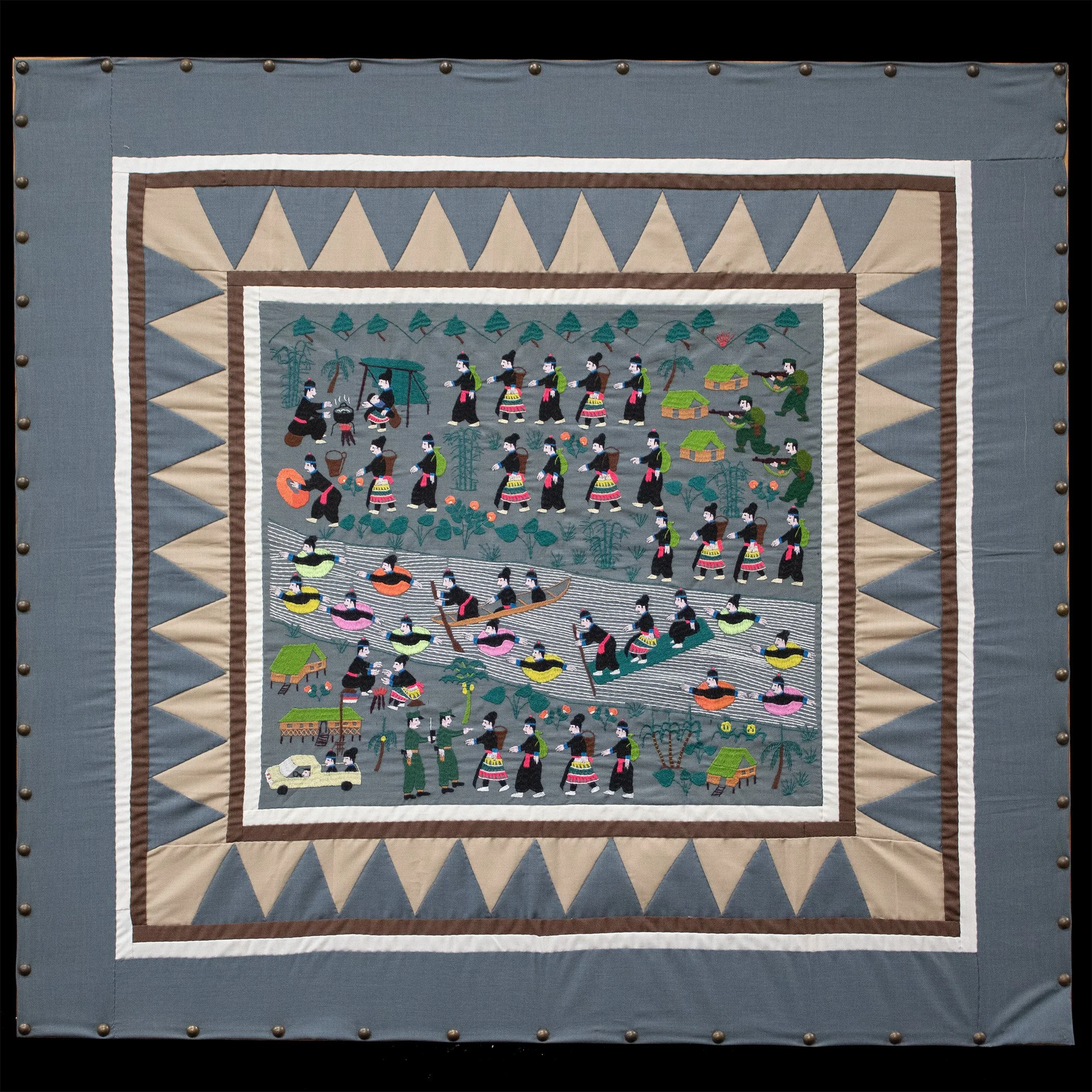 Story cloth wall hanging, 1980s
