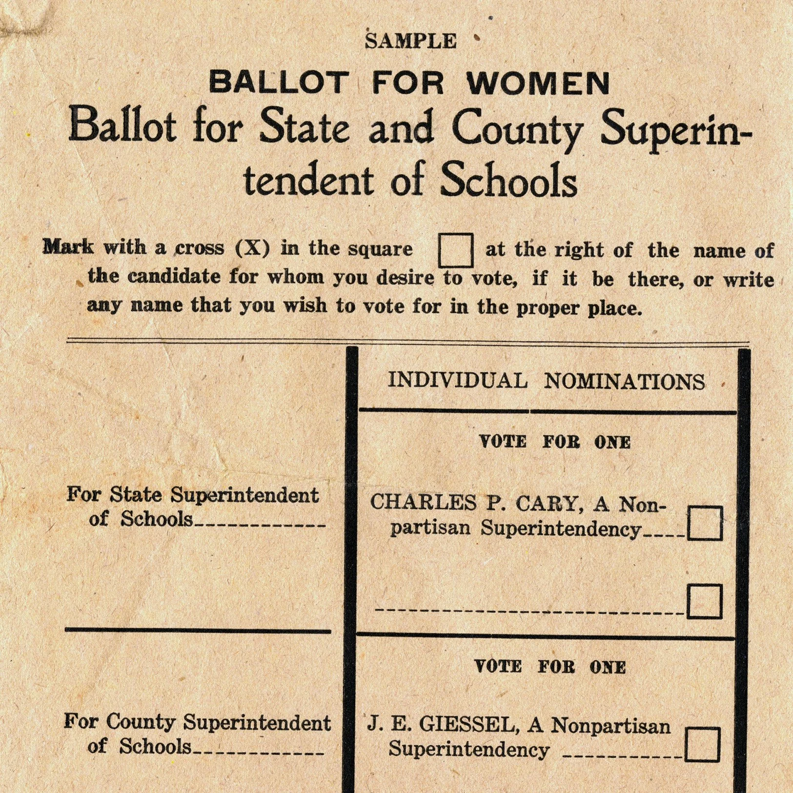 A Sample Ballot for Women