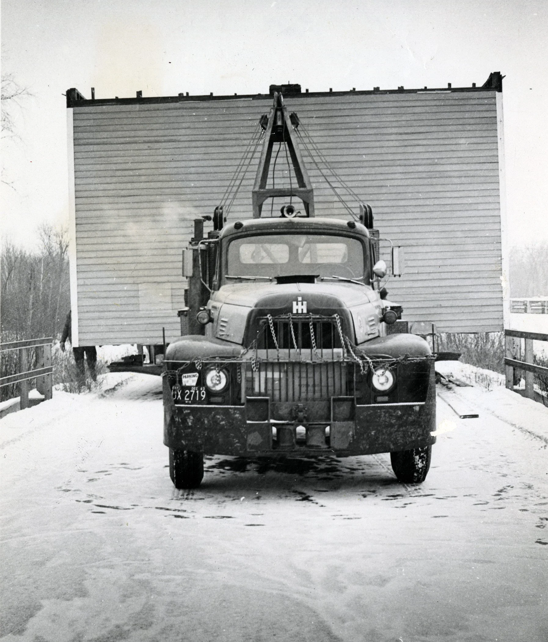 A Photo of Spooner School Being Moved