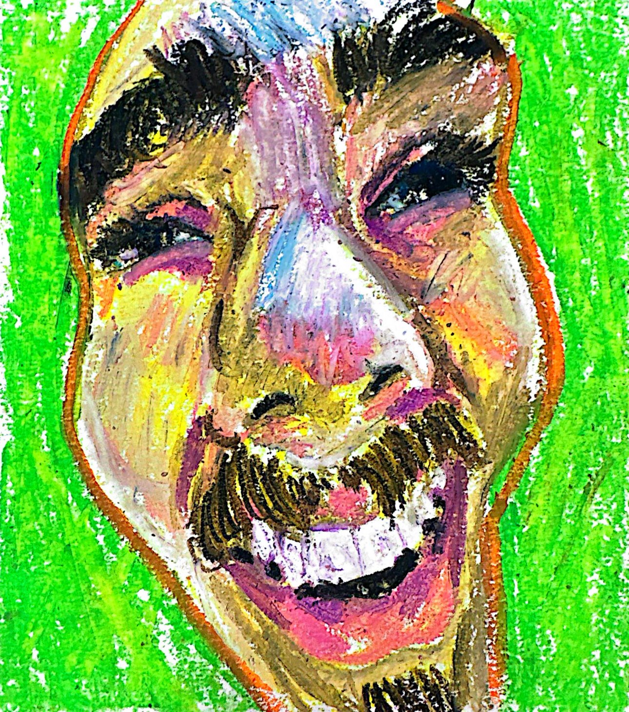 "self portrait, but closer" 2024, oil pastel