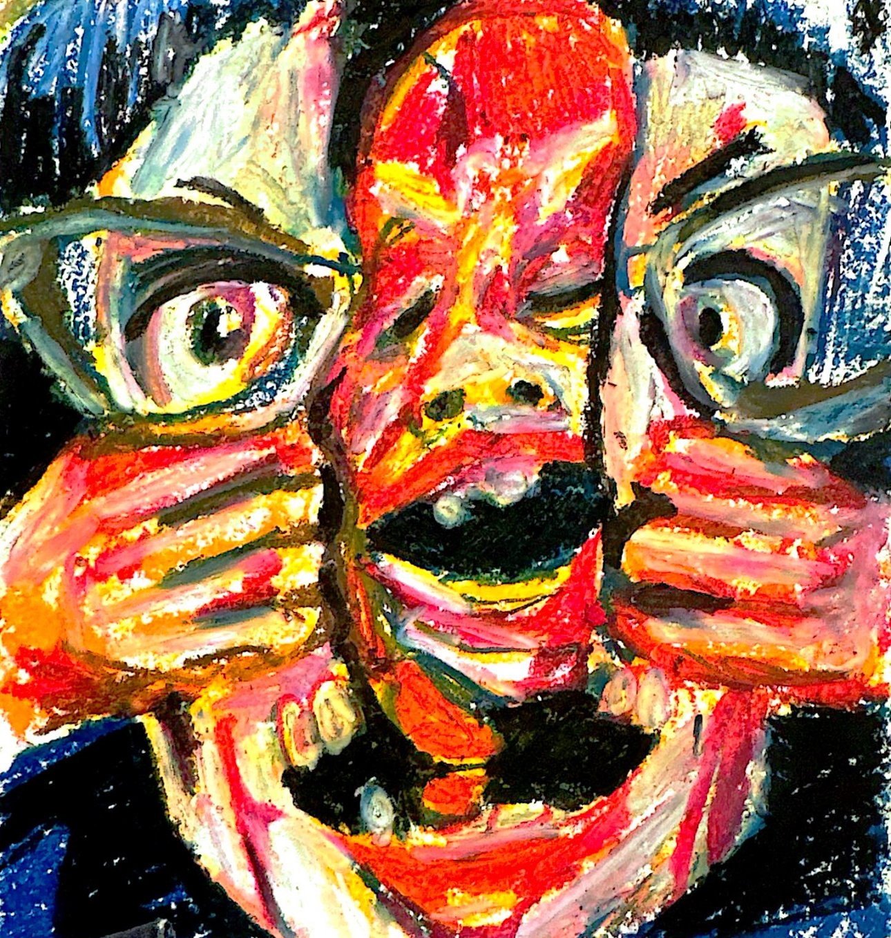 "brain dead zombie baby" 2024, oil pastel