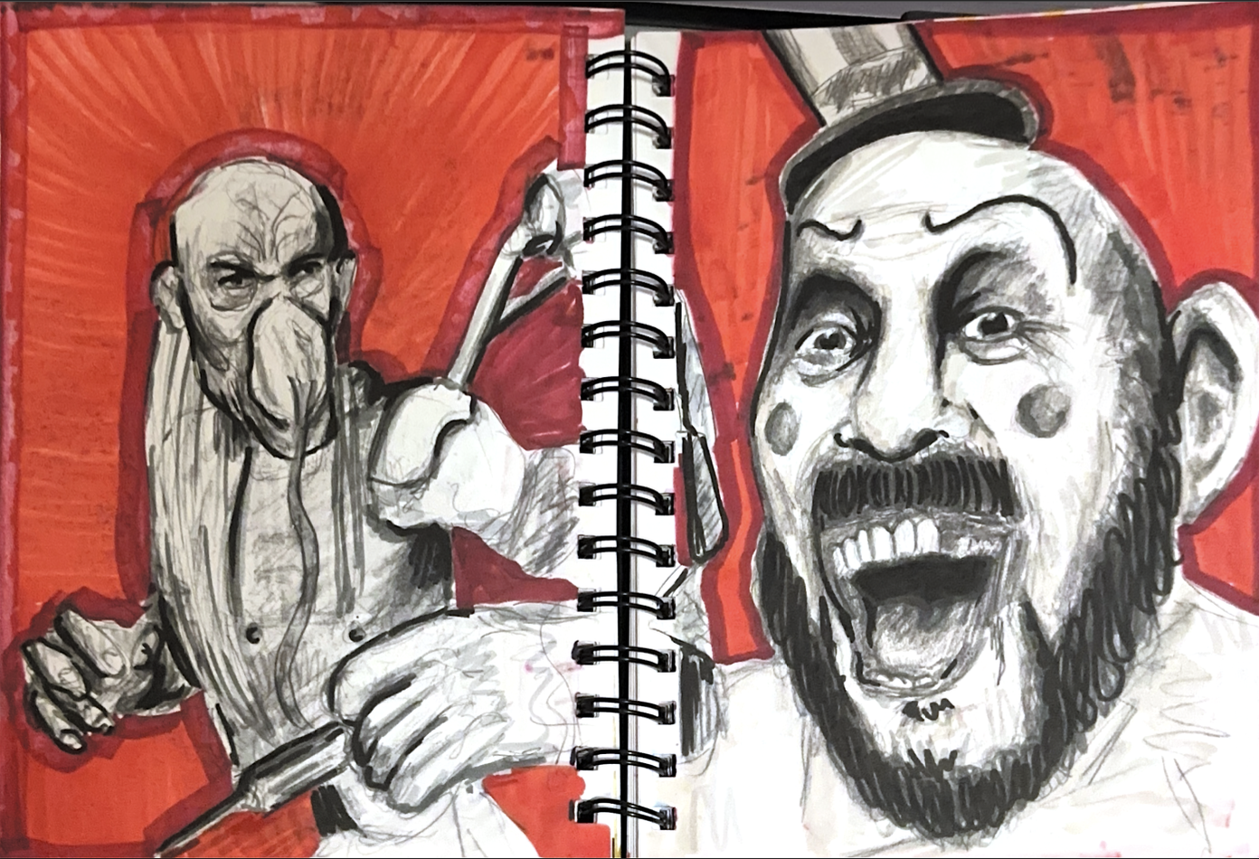 "House of 1000 Corpses" 2024, graphite pencil, alcohol marker