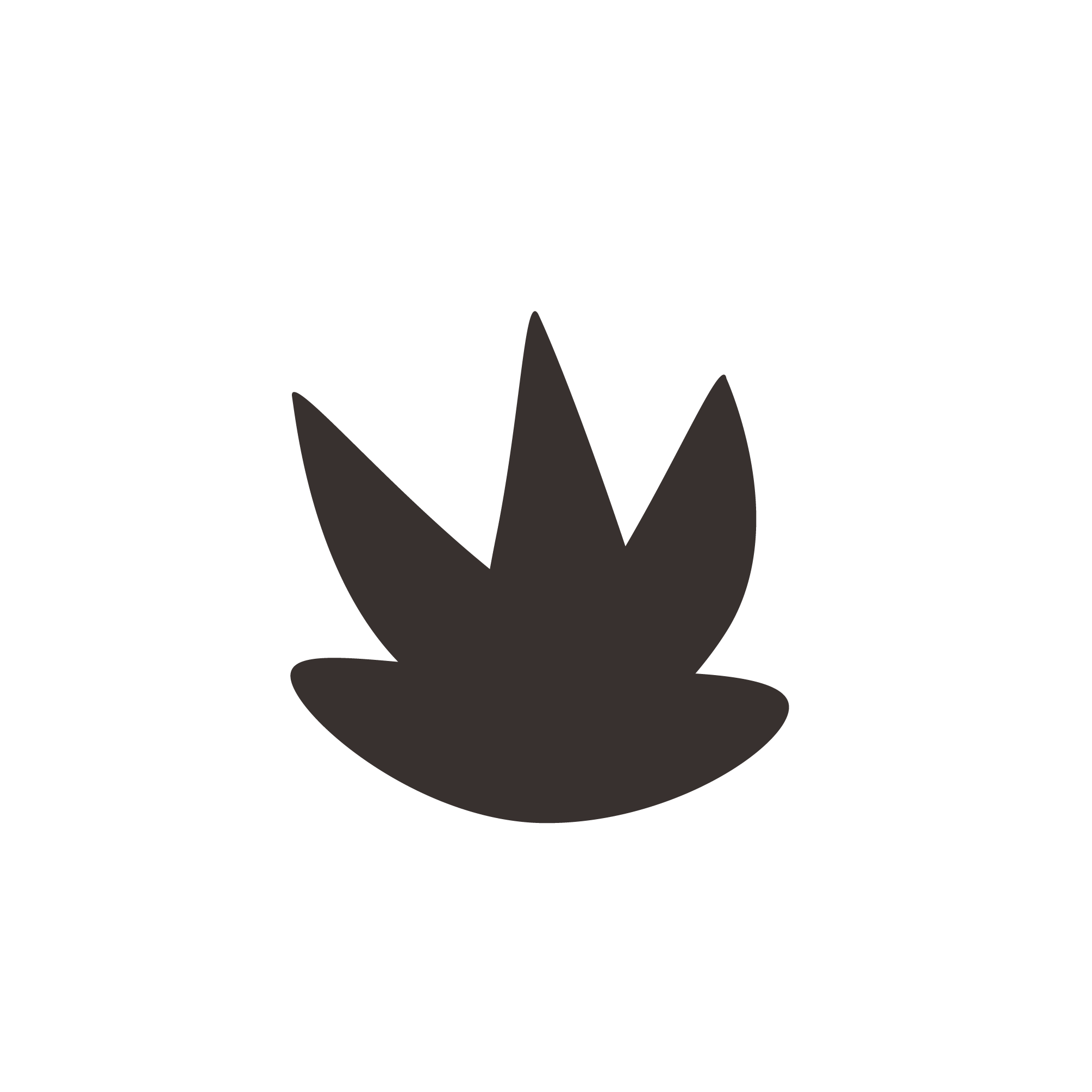 Black silhouette of a flower with rounded petals on a black background.