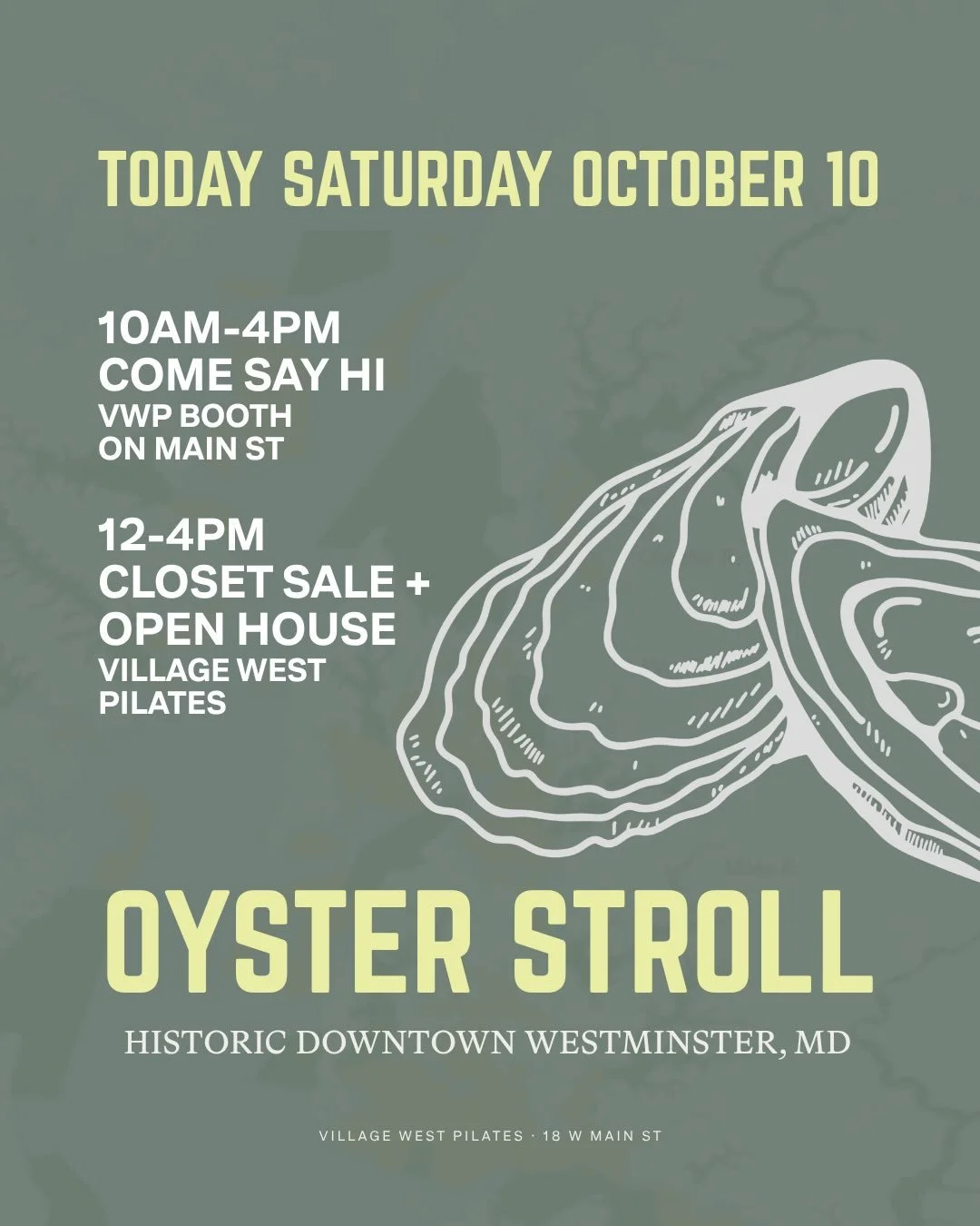 IT&rsquo;S OYSTER STROLL DAY.

We can&rsquo;t wait to see you!!

#westminstermd #oysterstroll #villagewestpilates #downtownwestminstermd