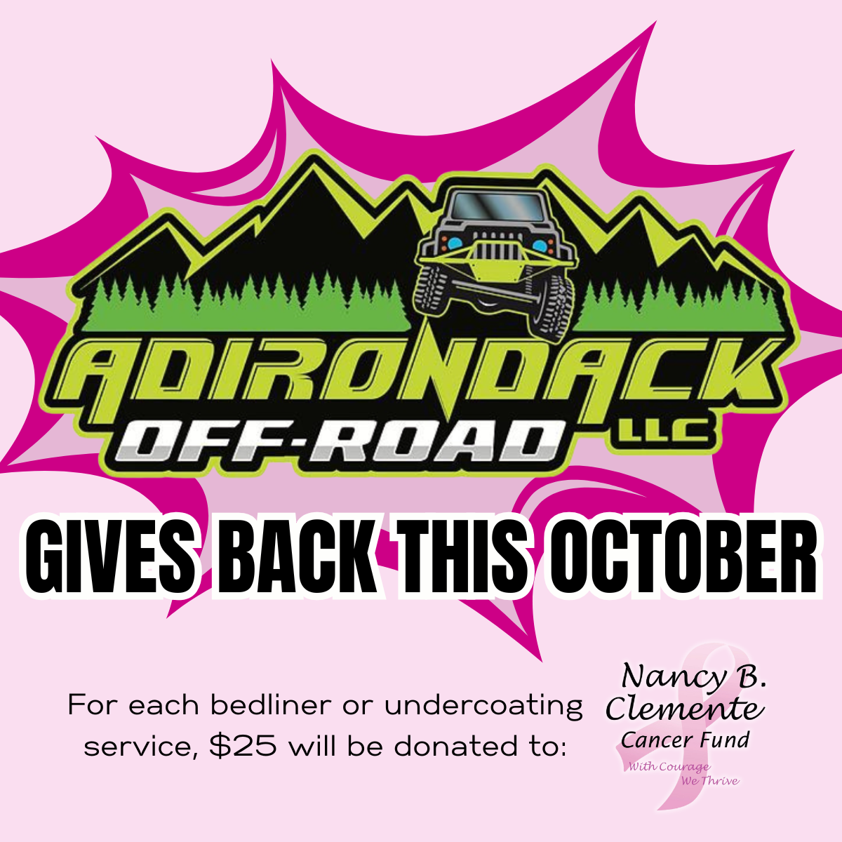 Adirondack Offroad Gives Back Locally this October