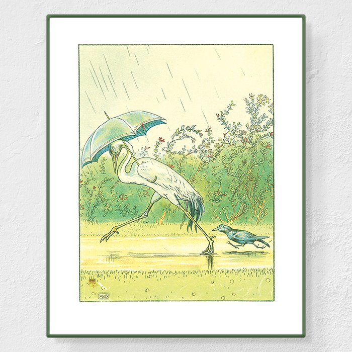 Crane and crow - Affiche Leonard Leslie Brooke