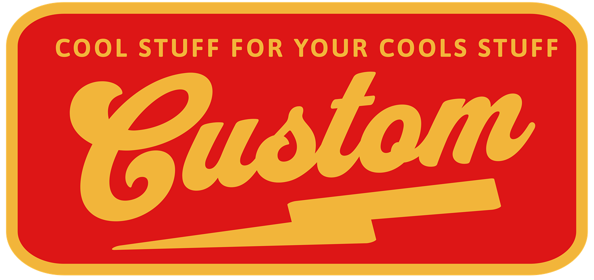 A red and yellow logo with the text "Cool Stuff for Your Cools Stuff" and "Custom."