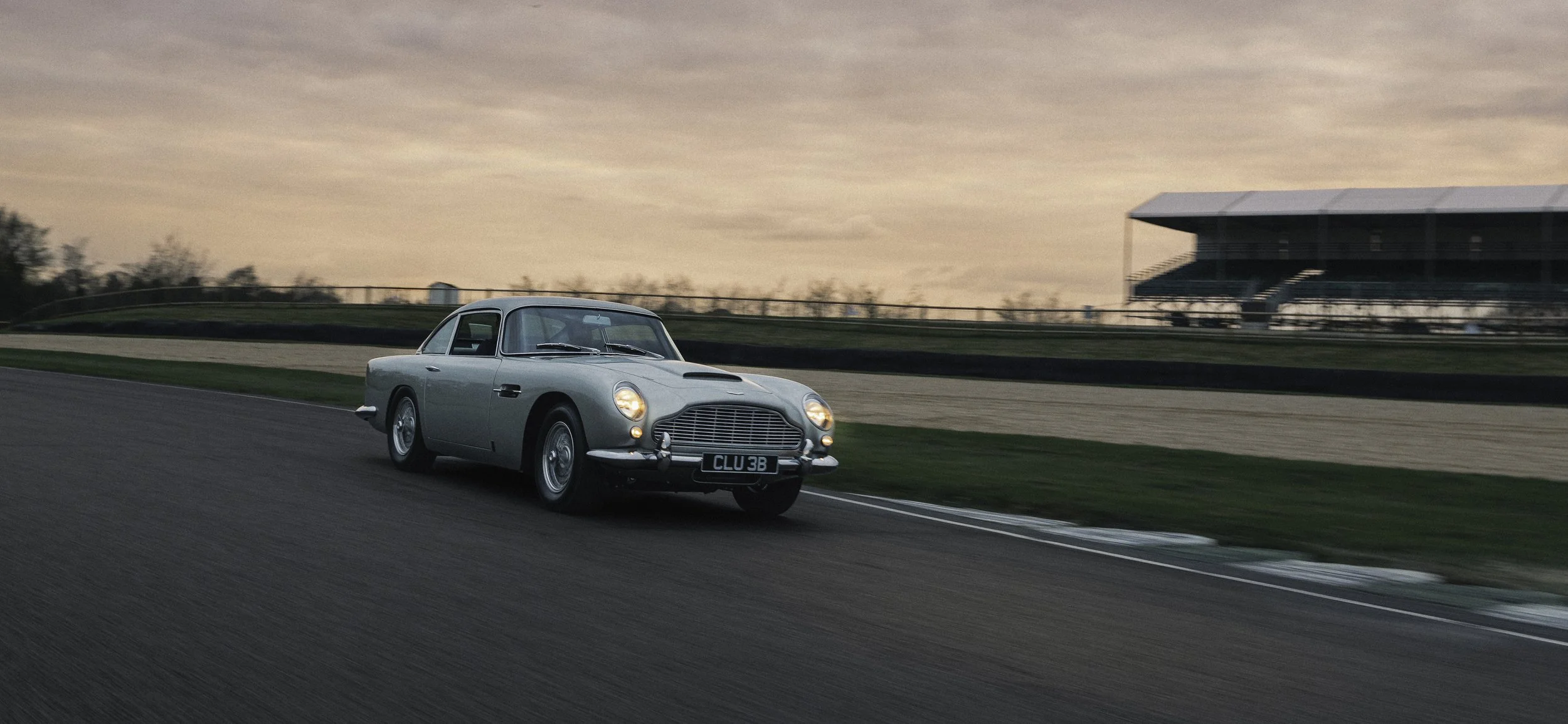 vintage Aston Martin on racing track motor sport