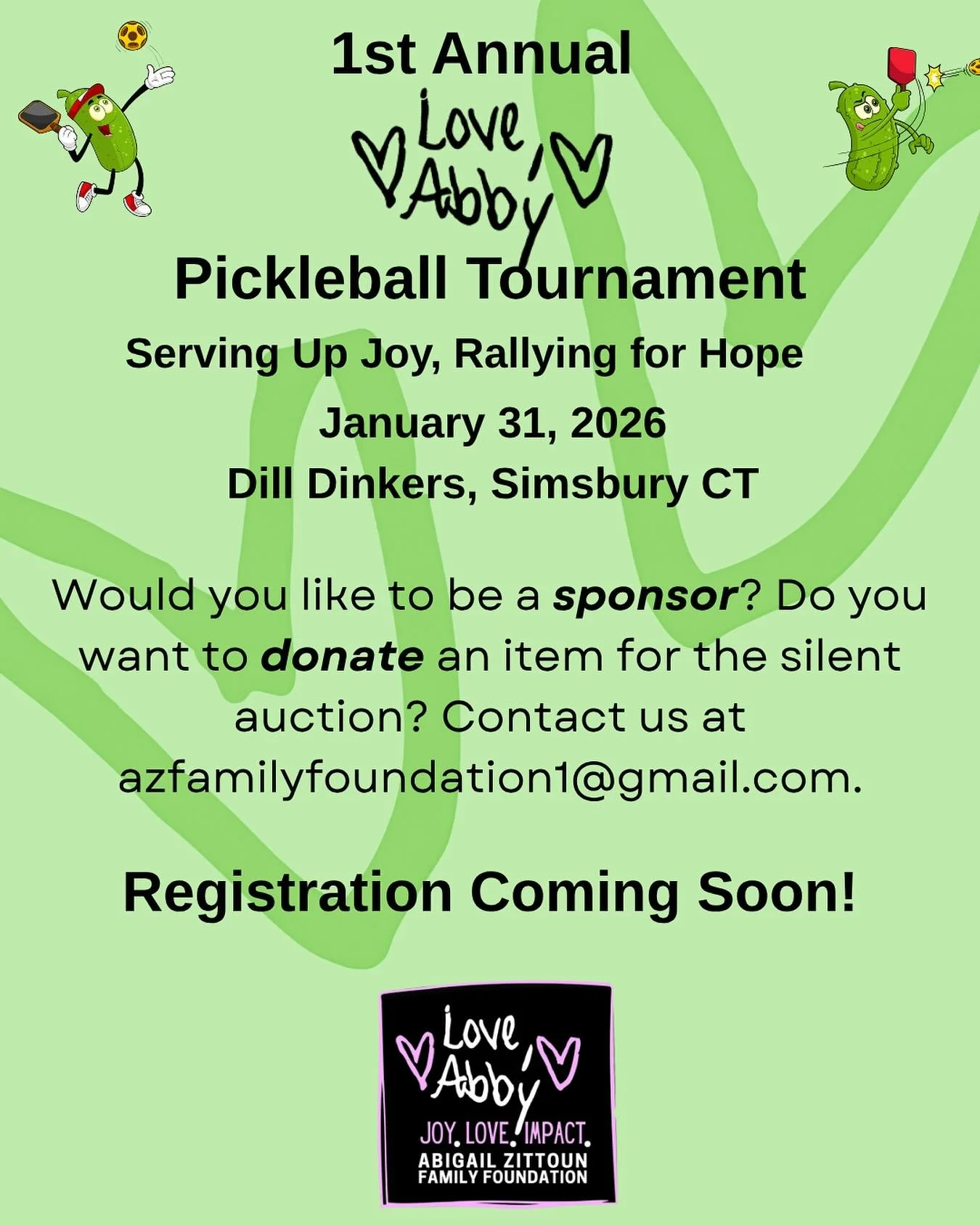 Limited sponsorship opportunities still available! All sponsorships come with one tournament entry. 🏓
We have some fantastic silent auction items but we would love to have more! 💜💜
Please email or DM if interested.
Registration for tournament spot