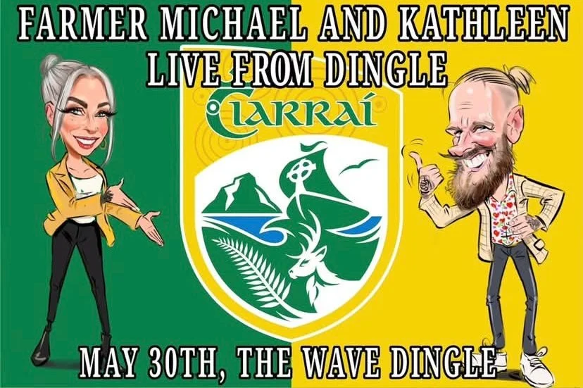 alt="Comedy show poster for Sir Stevo Timothy aka Farmer Michael live at Wave Theatre Dingle on May 30th."