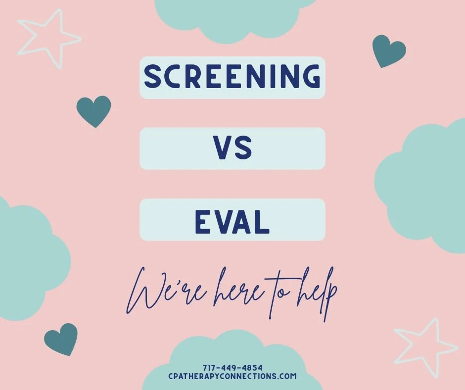 Curious about the difference between a Screening and a Full Evaluation?

If your child is seeing a Speech Therapist (ST) or Occupational Therapist (OT), it helps to know what each step means!

👀 Screening
⏱ Quick check (15&ndash;30 min)
🔍 Spots are