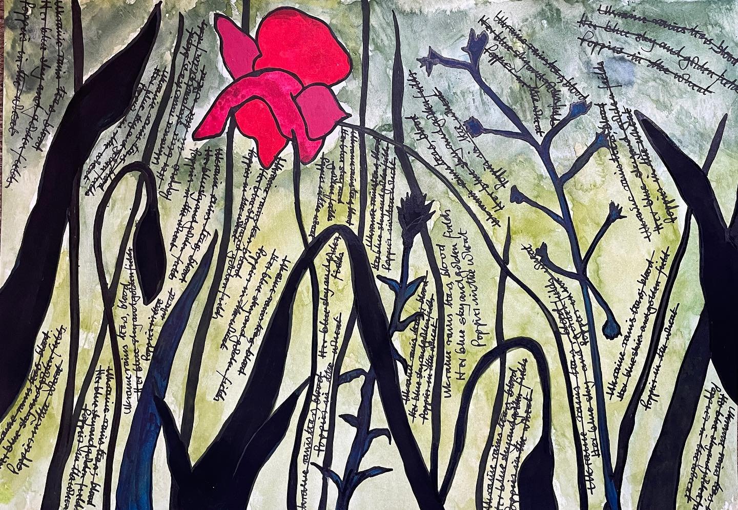 I write, erase, re-write/ Erase again and then/ A poppy blooms - haiku by Katsushika Hokusai, poem by Ben Griffin #haikufound #haiku #haikus #artistsofinstagram #artworks #artgallery #artcollectors #artlover #artcurator #artstudio #artofvisuals #artc