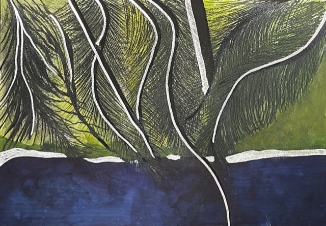 Satisfied, the pine 
bough washing 
In the waters…