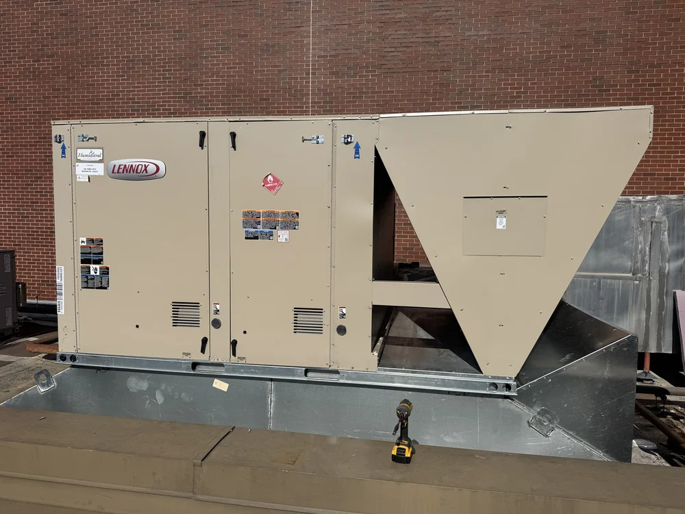 Lennox commercial rooftop unit installed by Clark HVAC