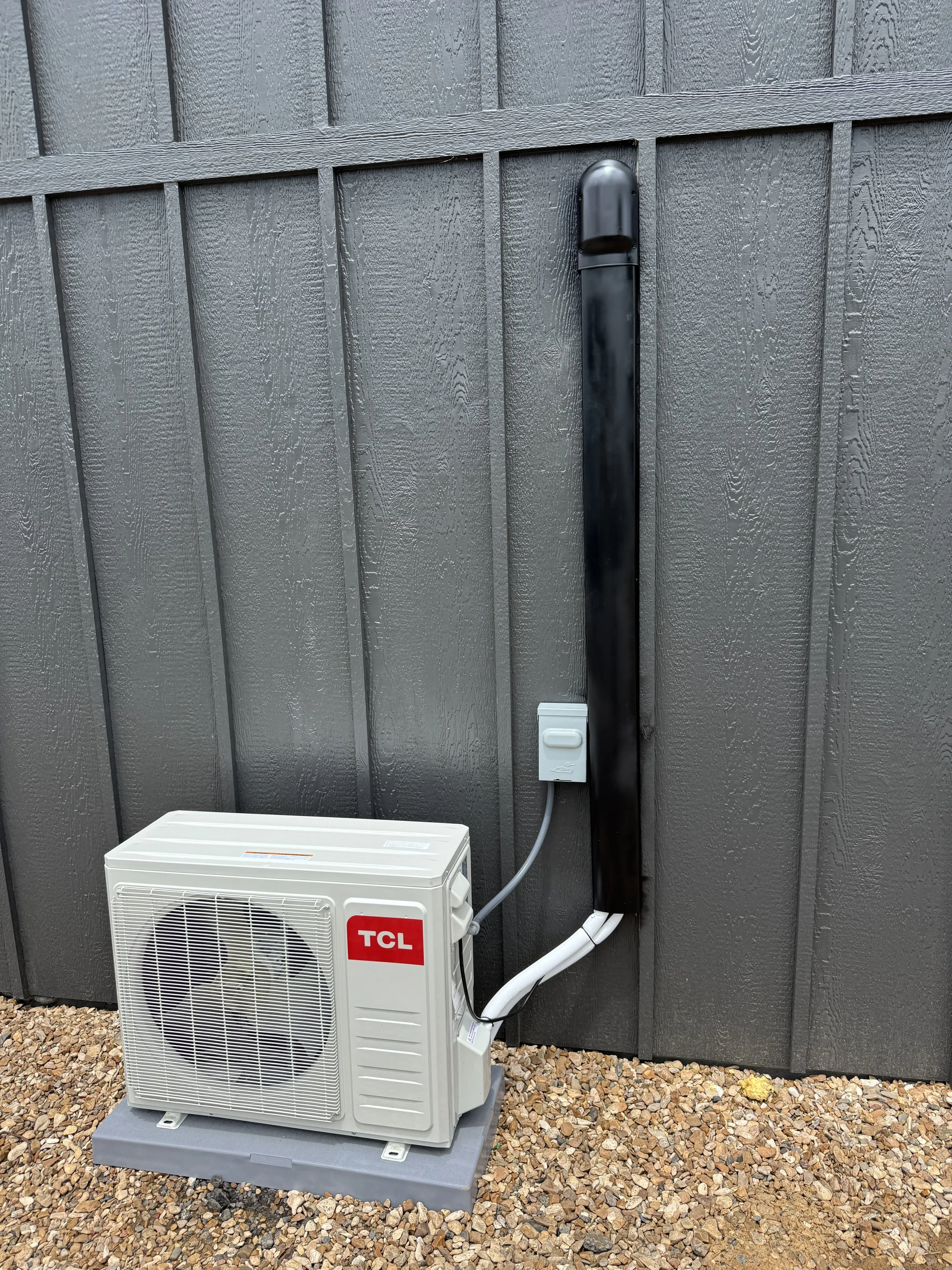 Clark HVAC ductless mini-split installation with professional line set hide cover at a Fort Smith area home
