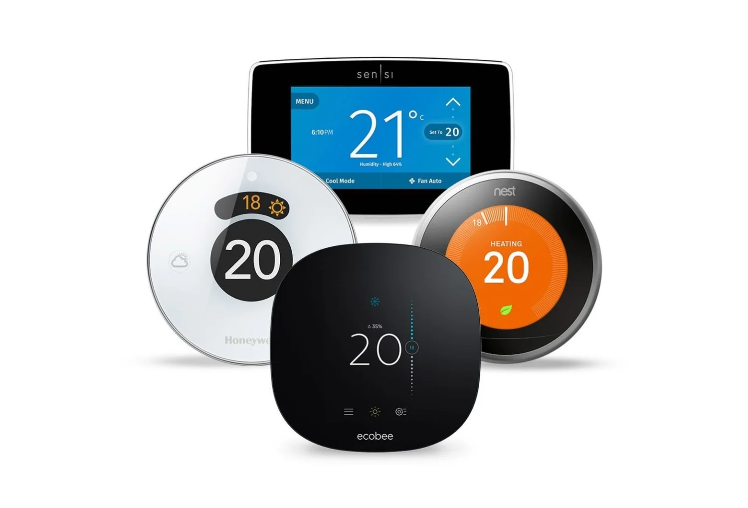 Smart thermostats Clark HVAC installs, including Nest, ecobee, and Honeywell models